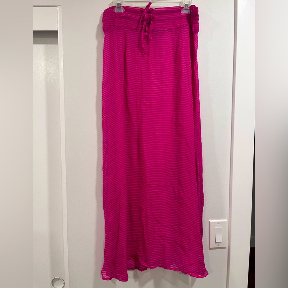 Mikoh 100% Silk Sheer Fuchsia Maxi Skirt Swim Coverup Size 1 Small NWOT